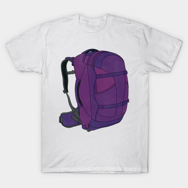 Travel Backpacking Backpack Drawing T-Shirt by simonescha